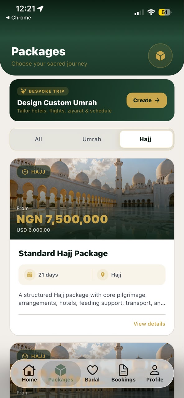 Rahlah mobile app screen 4